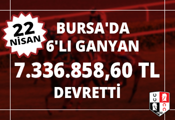 Bursa yarışlarında 6’lı Ganyan 7.336.858,60 TL DEVRETTİ
