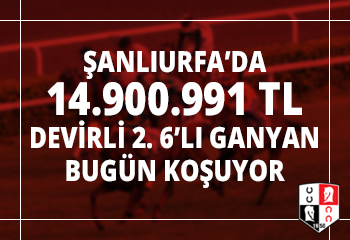 Şanlıurfa’da 14.900.991 TL devirli 2. 6’lı Ganyan bugün koşuyor